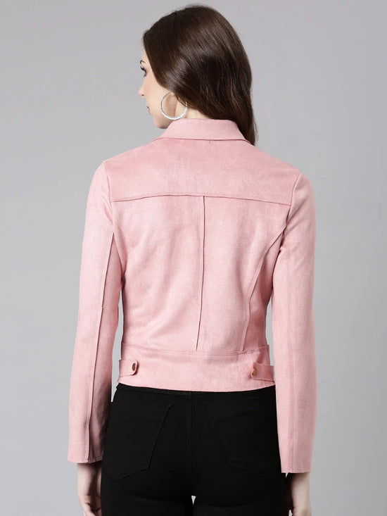 Women Pink Solid Tailored Jacket-CHN-832-Pink