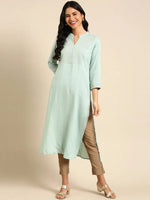 Women's Sea Green Solid Straight Kurta-GW-2040-Seagreen