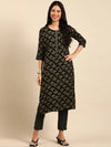 Women's Black Printed Kurta Set-SKC-7911-Black