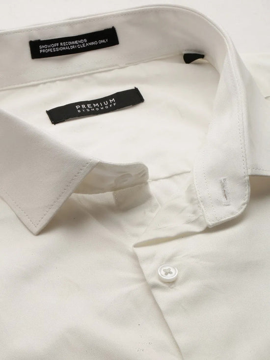 Men White Solid Casual Casual Shirts-TAVANTAPLAIN-5532-White