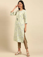 Women's Green Printed Straight Kurta-HO-1919-Green