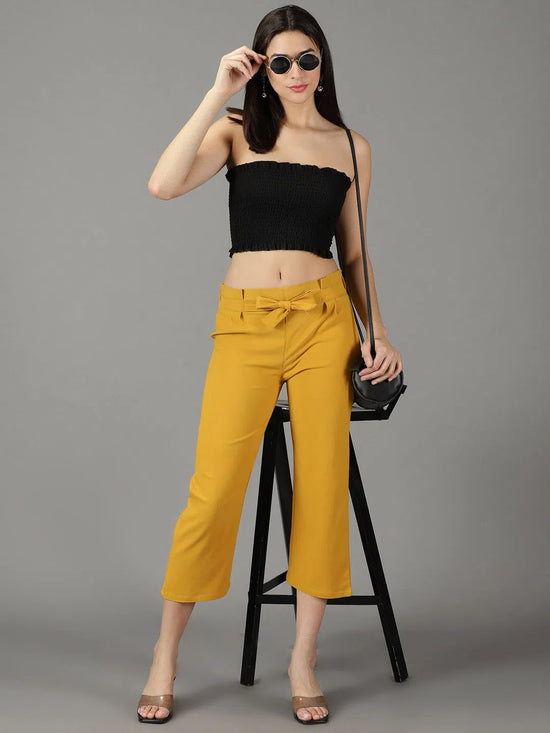 Women's Mustard Solid Trouser-AL-9045-Mustard