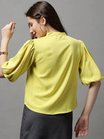 Women's Yellow Solid Top-AE-7063-Yellow