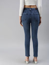 Women's Blue Solid Denim Slim Jeans-GZ-5145-Blue