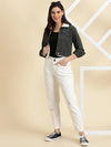 Women's Grey Solid Denim Jacket-LT-JKT-205556-Grey