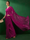 Saree Mall Women's Georgette Magenta Embellished Designer Saree With Blouse Piece-VEDNSHI5605