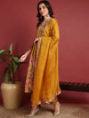 Ahika Polyester Floral Yellow Indian Ethnic-PKSKD2383_S