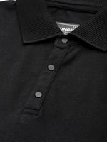 Dillinger Black Solid Regular Snap Polo T-shirt