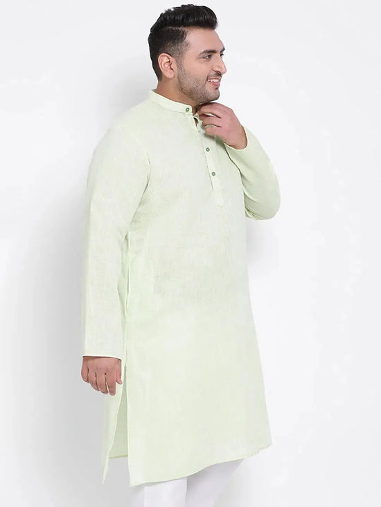 Hangup Men Standard Solid Men's Indian Wear-Green_Linen_OnlyLongKurta