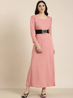 Women Pink Solid Gown Dress-HQ-109-Pink