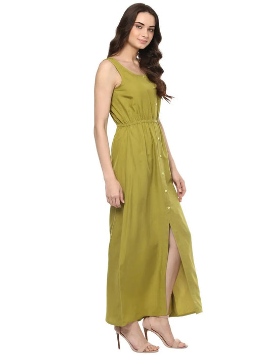 Maxi Shirt Dress in Olive Green