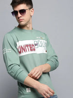 Men Green Printed Casual Sweatshirt-BP-1429-Seagreen