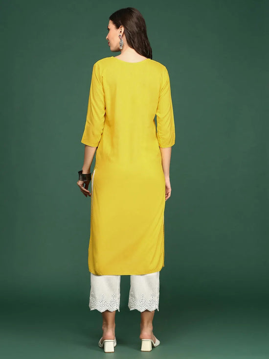 Women Yellow Solid Straight Kurta-NJ-3756225-Yellow