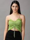 Women's Green Solid Fitted Crop Top-MW-1055-Limegreen