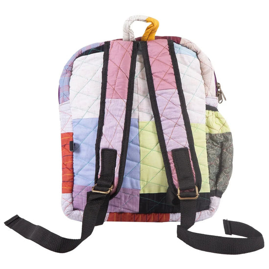 Upcyclie Patchwork Quilted Water Resistant Lining Eye Catching, Toddler Backpack With Embroidery Name (Football) _Multicolor 43.18x33x20.32x4 cm