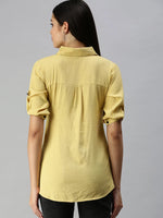 Women's Yellow Solid Shirt-AE-10232-Yellow