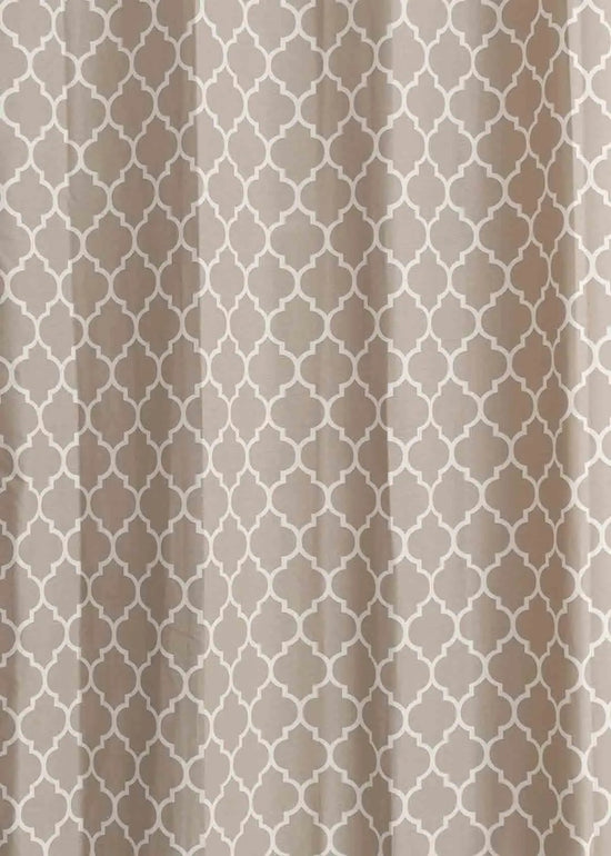 Reverse Trellis 100% cotton geometric curtain for bed room - Room darkening - Walnut Grey - Pack of 1-230422075