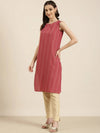 Women Fuchsia Chevron Straight Kurta-RE-SKF326-Fuchsia