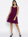 Back knot short skater Dress in Purple