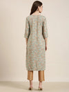 Women Sea Green Paisley Straight Kurta-AT-A633-K-Seagreen