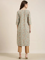 Women Sea Green Paisley Straight Kurta-AT-A633-K-Seagreen