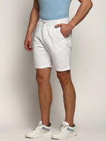 Men White Solid Shorts-ORBIT-10-White