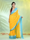 Yellow Cotton Soft Saree With Contrasted Borders-MA62CT33720060