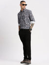 Men Spread Collar Abstract Grey Casual Shirt-PELSIC-2249-Grey