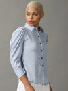 Women's Blue Printed Shirt-AE-10365-Blue