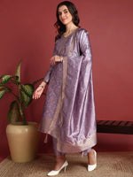 Ahika Polyester Ethnic motifs Purple Indian Ethnic