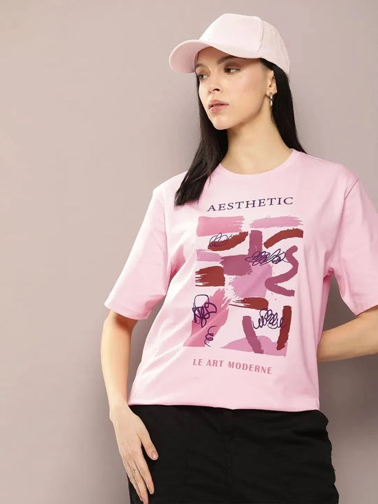 Dillinger Pink Graphic Oversized T-Shirt-WMNCR487PINK-XS