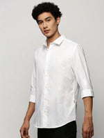 Men White Solid Shirt-FAVORPLAIN-208-White