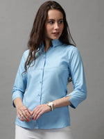 Women's Blue Solid Shirt-AE-3331034-Blue