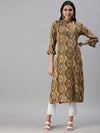 Women's Olive Printed Straight Kurta-BCSK585-Olive