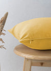 Solid Yellow 100% cotton plain cushion cover for sofa-230451072