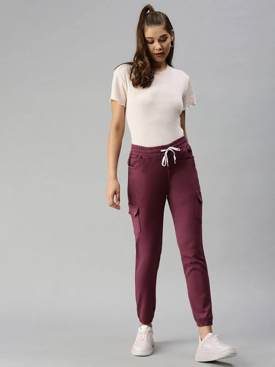 Women's Lavender Solid Jogger Denim Jeans-JO-22041C-Lavender