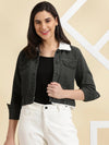 Women's Grey Solid Denim Jacket-LT-JKT-205556-Grey