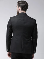 Hangup Men Standard Solid Men Formalwear-8ButtonBlackBlazer