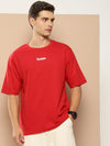 Difference of Opinion Red Typography Oversized T-shirt