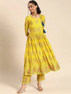 Anghrakha style Kurta with palazzo in Yellow