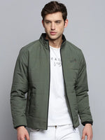 Men Green Solid Casual Jacket-LBR-245-Olive