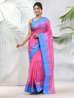 Bubbegum Pink Pure Cotton Tant Saree With Woven Designs-MA51TT43480105