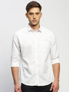 Men White Solid Shirt-RAYMONDSDOBBY-268-White