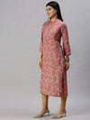 Women's Pink Printed Straight Kurta-BCCK703-Pink