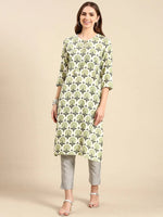 Women's Cream Printed Straight Kurta-BGE-2348-Cream