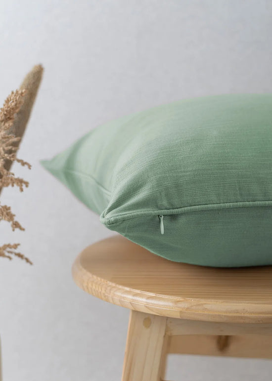 Solid Sage Green 100% cotton plain cushion cover for sofa-230455086