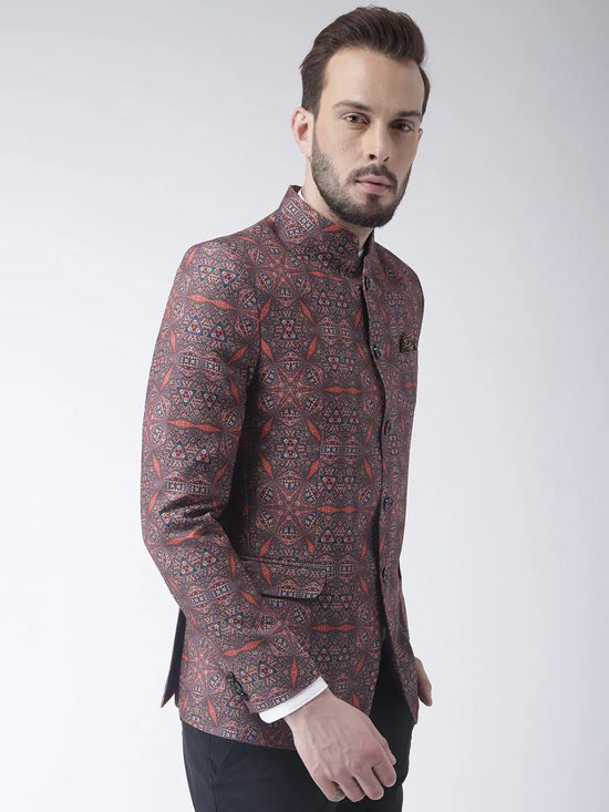 Hangup Men Standard Printed Men Formalwear-D335ButtonBlazer