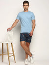 Men Teal Geometrical Shorts-ORBIT-11-Teal