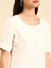 Women's White Solid Straight Kurta-SKC-862-Offwhite