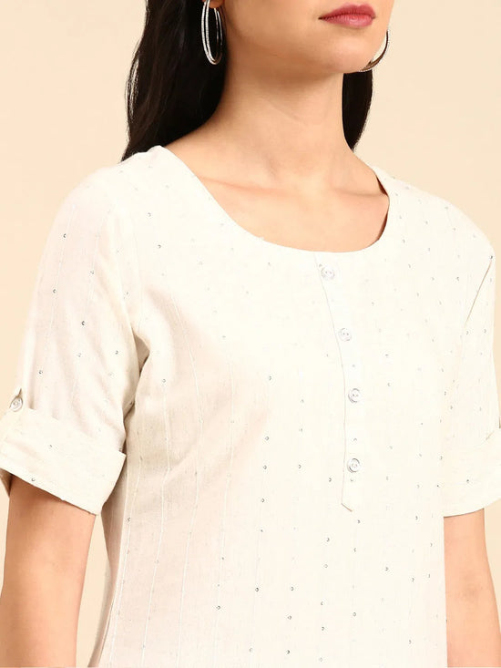 Women's White Solid Straight Kurta-SKC-862-Offwhite